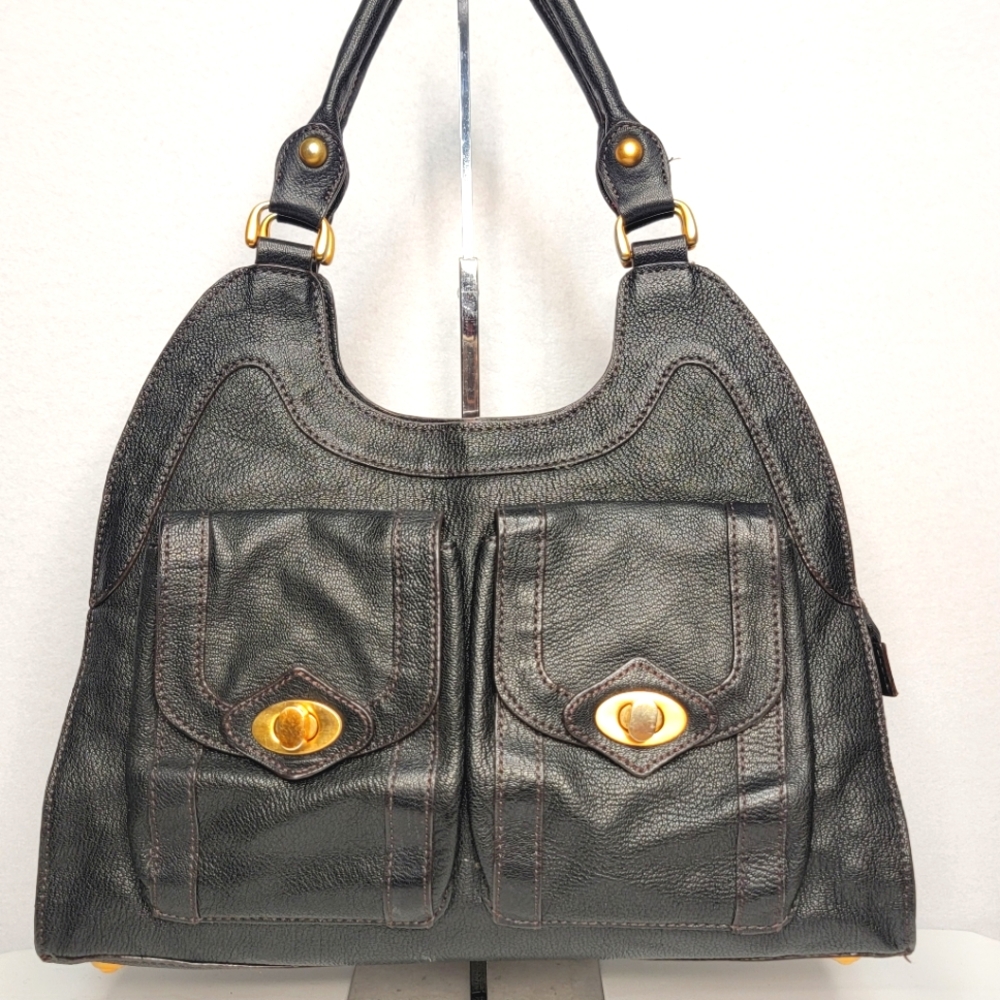 Black‎ Leather Zip Closure Women's Shoulder Bag. P148